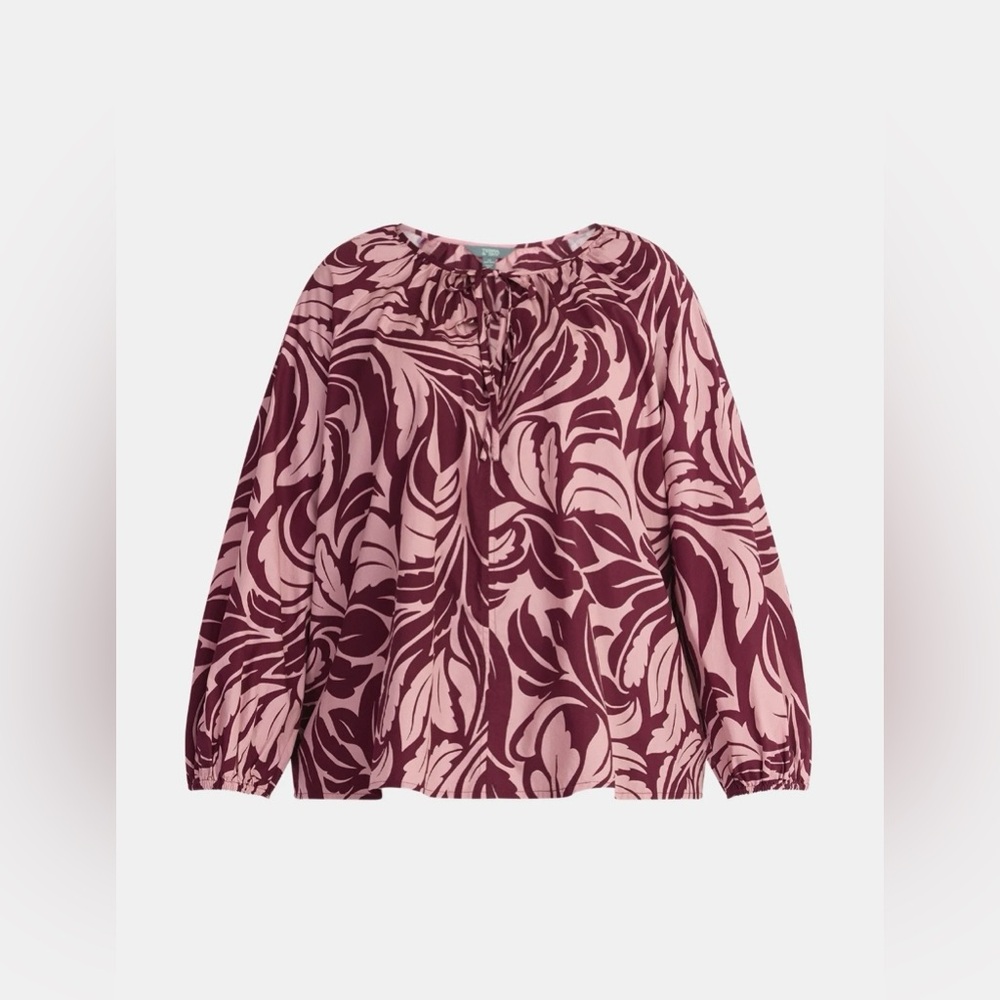 ‼️SALE‼️Terra & Sky Women's Plus Size Tie Front Blouse Long Sleeves 2X Mauve